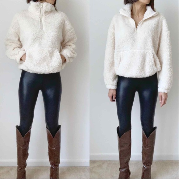 HALF ZIP SHERPA PULLOVER - OFF WHITE SNOW - Picture 6 of 12